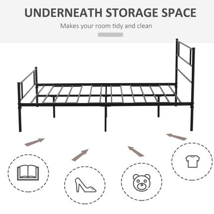 King Metal Bed Frame with Underbed Storage 31cm Clearance - Black