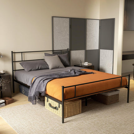 King Metal Bed Frame with Underbed Storage 31cm Clearance - Black