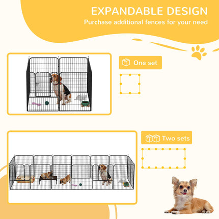 Heavy Duty 8 Panel Foldable Dog Play Pen 80x100 cm for Puppy Rabbit Indoor Outdoor - Black