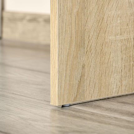 L Shaped Corner Computer Desk with Storage Shelf & Drawer - Oak and White