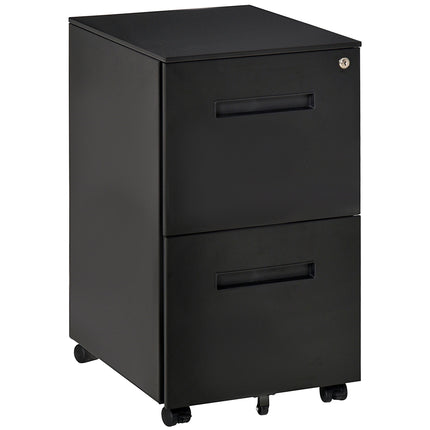 2-Drawer Mobile File Cabinet for A4, Letter & Legal Files with Adjustable Partition - Black