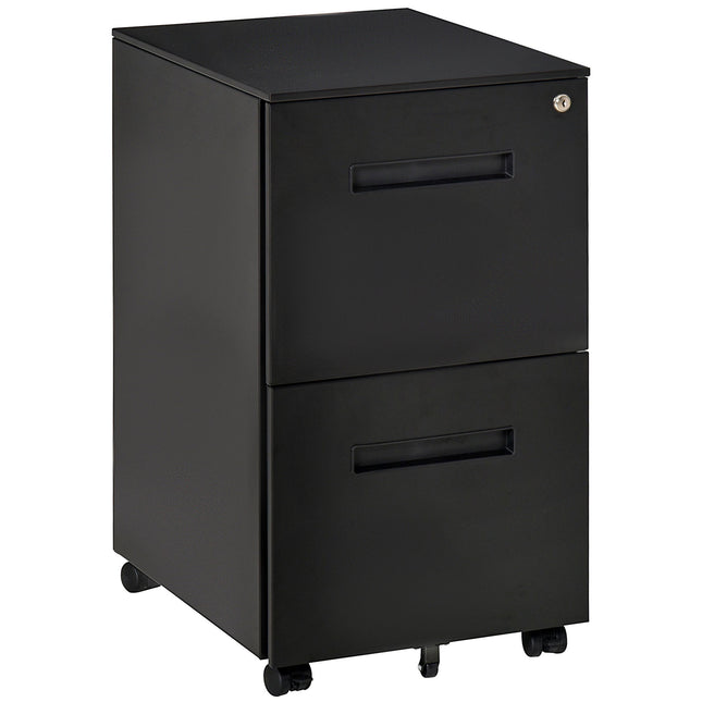 2-Drawer Mobile File Cabinet for A4, Letter & Legal Files with Adjustable Partition - Black