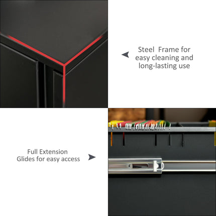 2-Drawer Mobile File Cabinet for A4, Letter & Legal Files with Adjustable Partition - Black