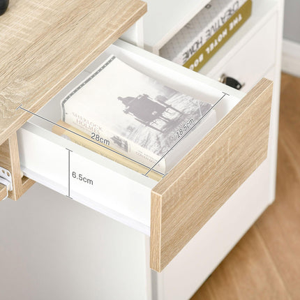 Compact Small Computer Desk with Keyboard Tray and Drawer for Study Office Gaming Writing - Oak
