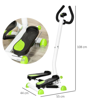 Adjustable Stepper Fitness Machine with LCD Monitor and Handlebars - White