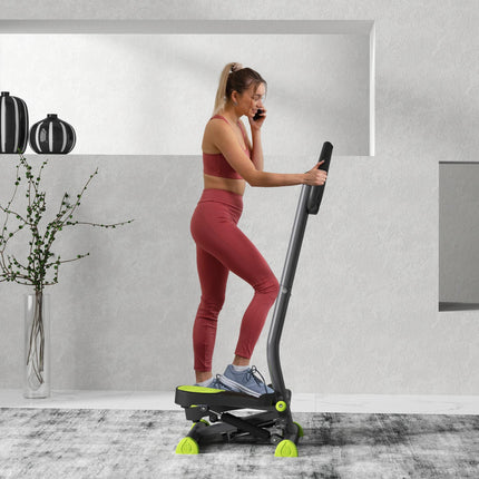 Adjustable Stepper Fitness Machine with LCD Monitor and Handlebars - Grey