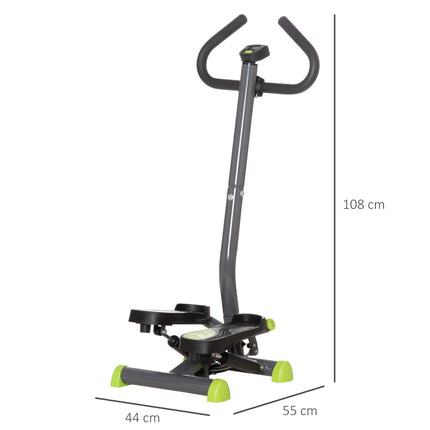 Adjustable Stepper Fitness Machine with LCD Monitor and Handlebars - Grey