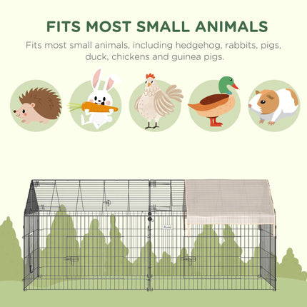Metal Rabbit Run Playpen, Guinea Pig Cage, 220 x 103 x 103cm, Beige