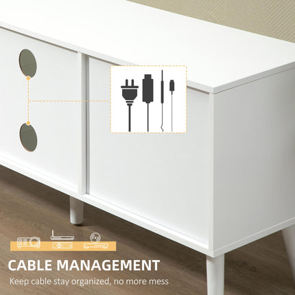TV Cabinet for TVs up to 50 Inch with Storage Compartments and Drawer - White and Grey
