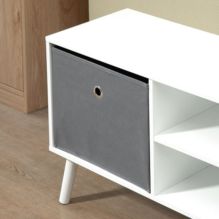 TV Cabinet for TVs up to 50 Inch with Storage Compartments and Drawer - White and Grey