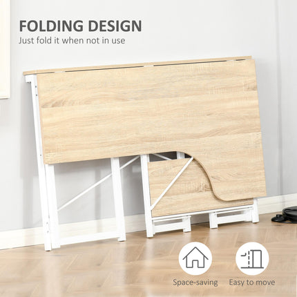 Folding L-Shaped Computer Desk with 2 Shelves Home Office Workstation Table - Oak Tone