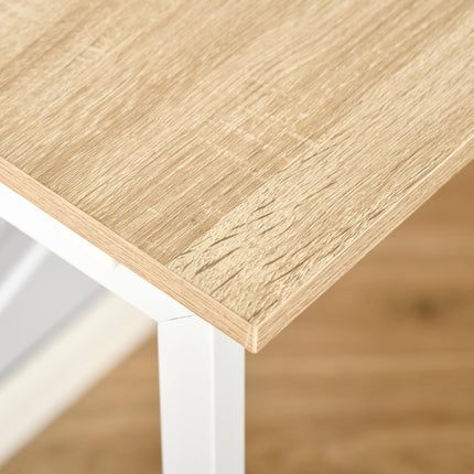 Folding L-Shaped Computer Desk with 2 Shelves Home Office Workstation Table - Oak Tone