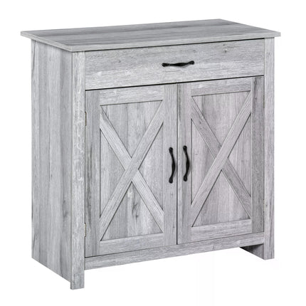 Farmhouse Barn Door Sideboard Storage Cabinet for Living Room - Grey Grain