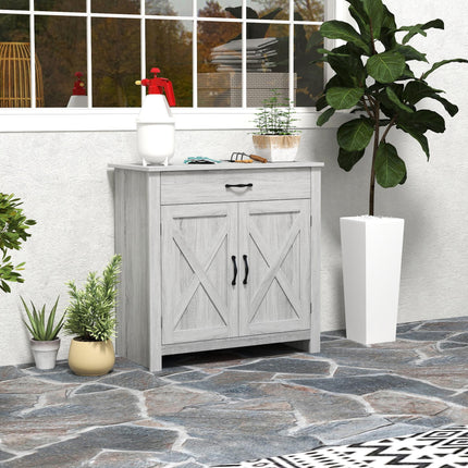 Farmhouse Barn Door Sideboard Storage Cabinet for Living Room - Grey Grain
