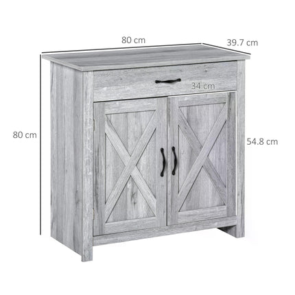 Farmhouse Barn Door Sideboard Storage Cabinet for Living Room - Grey Grain