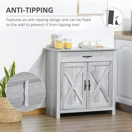 Farmhouse Barn Door Sideboard Storage Cabinet for Living Room - Grey Grain