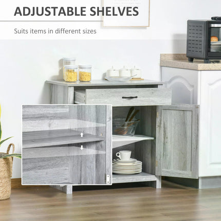 Farmhouse Barn Door Sideboard Storage Cabinet for Living Room - Grey Grain