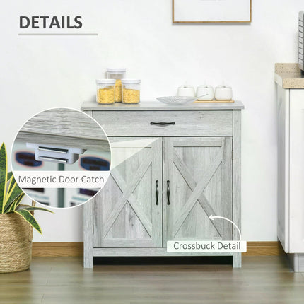 Farmhouse Barn Door Sideboard Storage Cabinet for Living Room - Grey Grain