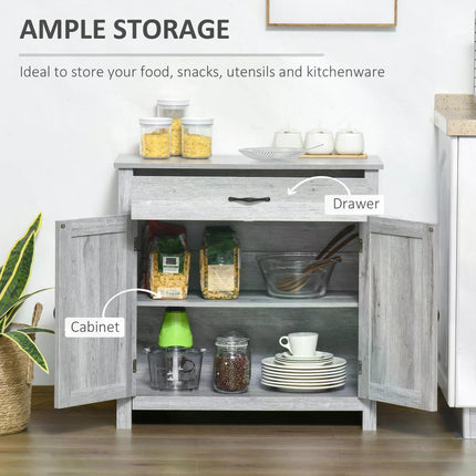 Farmhouse Barn Door Sideboard Storage Cabinet for Living Room - Grey Grain