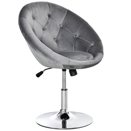 Adjustable Height Modern Velvet Swivel Bar Stool - Grey