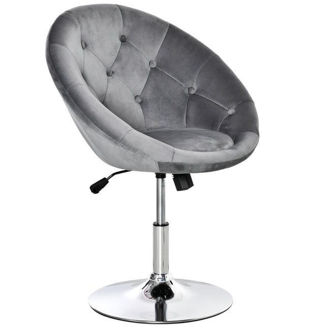 Adjustable Height Modern Velvet Swivel Bar Stool - Grey