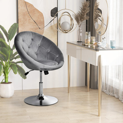 Adjustable Height Modern Velvet Swivel Bar Stool - Grey