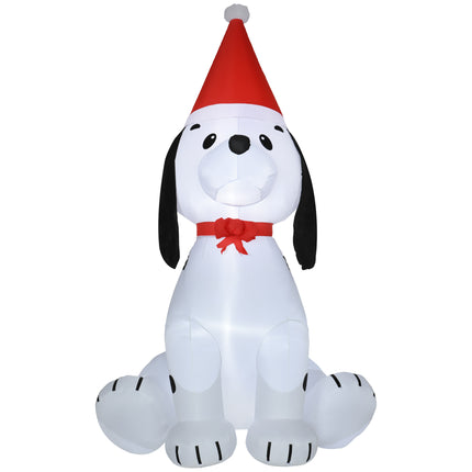 1.8m Inflatable Lighted Christmas Puppy Dog Decoration with Santa Hat for Indoor Outdoor - White