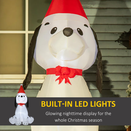 1.8m Inflatable Lighted Christmas Puppy Dog Decoration with Santa Hat for Indoor Outdoor - White