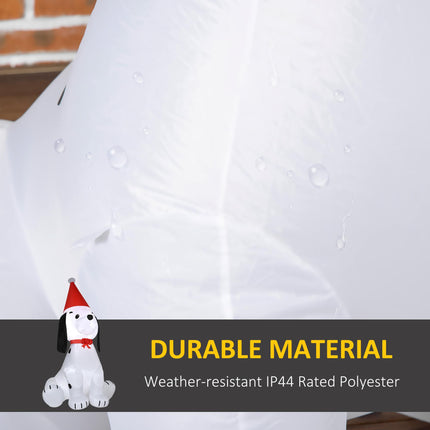 1.8m Inflatable Lighted Christmas Puppy Dog Decoration with Santa Hat for Indoor Outdoor - White