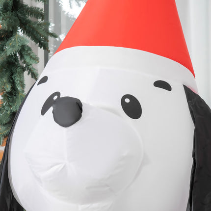 1.8m Inflatable Lighted Christmas Puppy Dog Decoration with Santa Hat for Indoor Outdoor - White