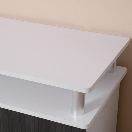 TV Cabinet Unit for TVs up to 55" with Storage Shelves and Cupboards - Grey and White