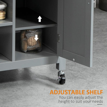 Compact Kitchen Trolley Utility Cart with Drawer, Open Shelves & Wheels - Grey