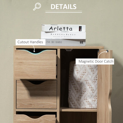 Freestanding Bathroom Cabinet with 4 Drawers and Door Cupboard for Living Room, Kitchen, Bedroom - Natural