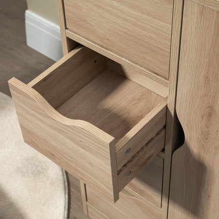Freestanding Bathroom Cabinet with 4 Drawers and Door Cupboard for Living Room, Kitchen, Bedroom - Natural
