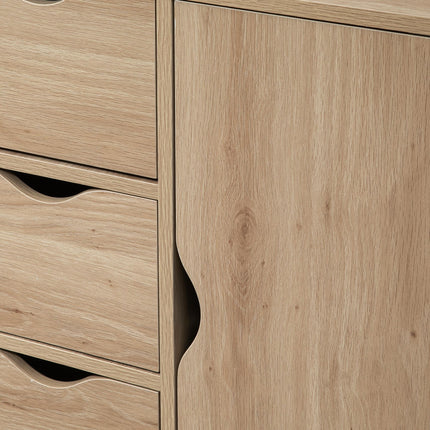 Freestanding Bathroom Cabinet with 4 Drawers and Door Cupboard for Living Room, Kitchen, Bedroom - Natural