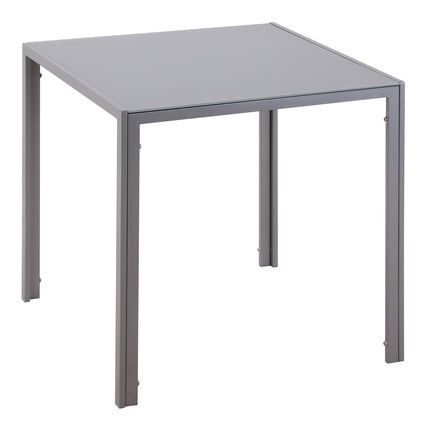 Modern Square Dining Table Seats 4 with Glass Top & Metal Legs - Grey