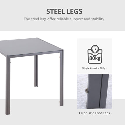 Modern Square Dining Table Seats 4 with Glass Top & Metal Legs - Grey