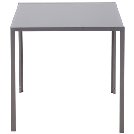 Modern Square Dining Table Seats 4 with Glass Top & Metal Legs - Grey