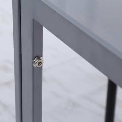 Modern Square Dining Table Seats 4 with Glass Top & Metal Legs - Grey