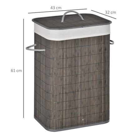 Collapsible Laundry Basket with Flip Lid, String Handles, Removable Lining & Water-Resistant Base - Grey