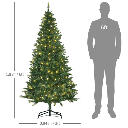 6ft Prelit Artificial Christmas Tree with Warm White LED Lights - Green