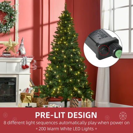 6ft Prelit Artificial Christmas Tree with Warm White LED Lights - Green