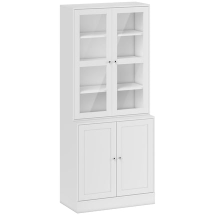 Modern Bookcase with Doors and Adjustable Shelves for Living Room, Study, Office - White