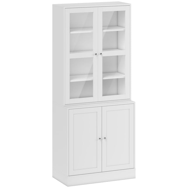Modern Bookcase with Doors and Adjustable Shelves for Living Room, Study, Office - White