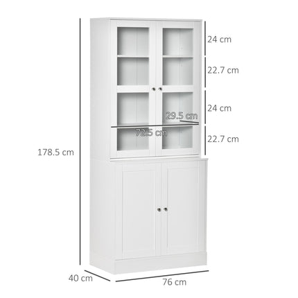 Modern Bookcase with Doors and Adjustable Shelves for Living Room, Study, Office - White