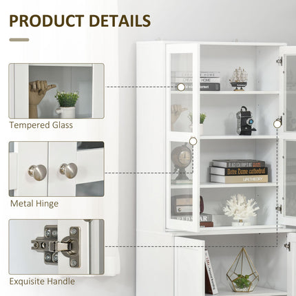 Modern Bookcase with Doors and Adjustable Shelves for Living Room, Study, Office - White