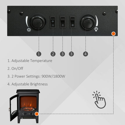 Electric Fireplace Stove, Free standing Fireplace Heater with Realistic LED Flam