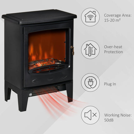Electric Fireplace Stove, Free standing Fireplace Heater with Realistic LED Flam