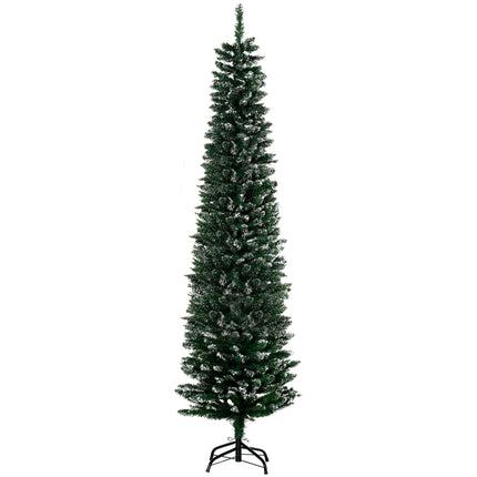 6 FT Snow-Dipped Artificial Pencil Christmas Tree with Foldable Stand - Green