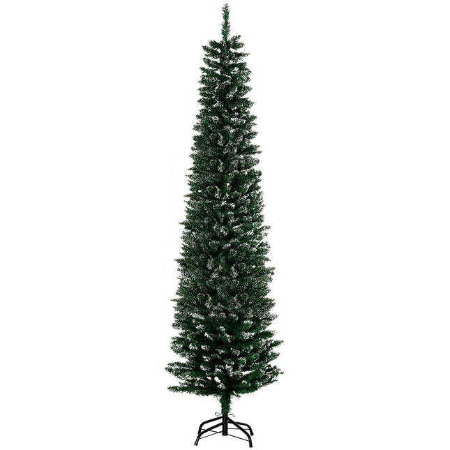 6 FT Snow-Dipped Artificial Pencil Christmas Tree with Foldable Stand - Green